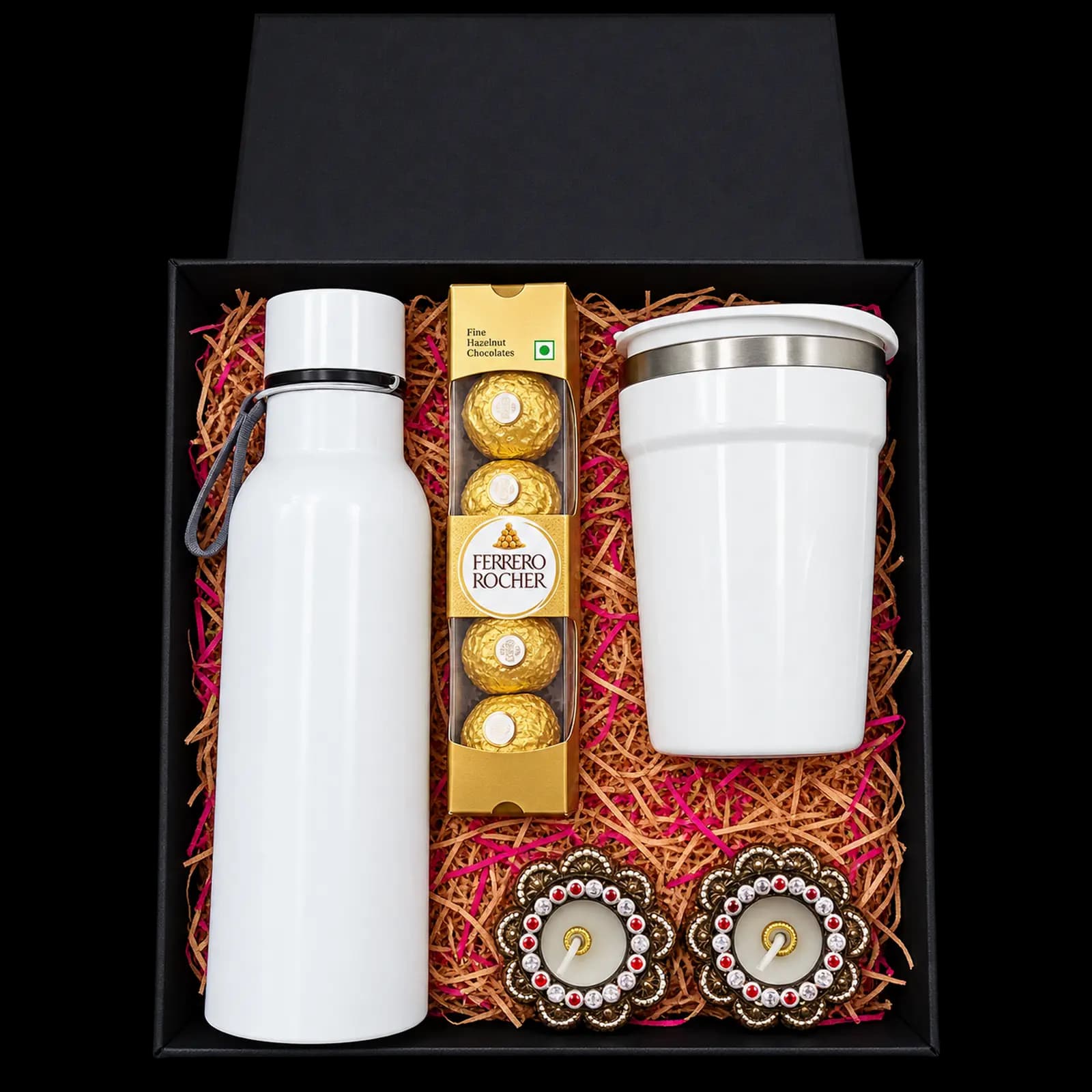 White Festive Flask & Tumbler Hamper image 1