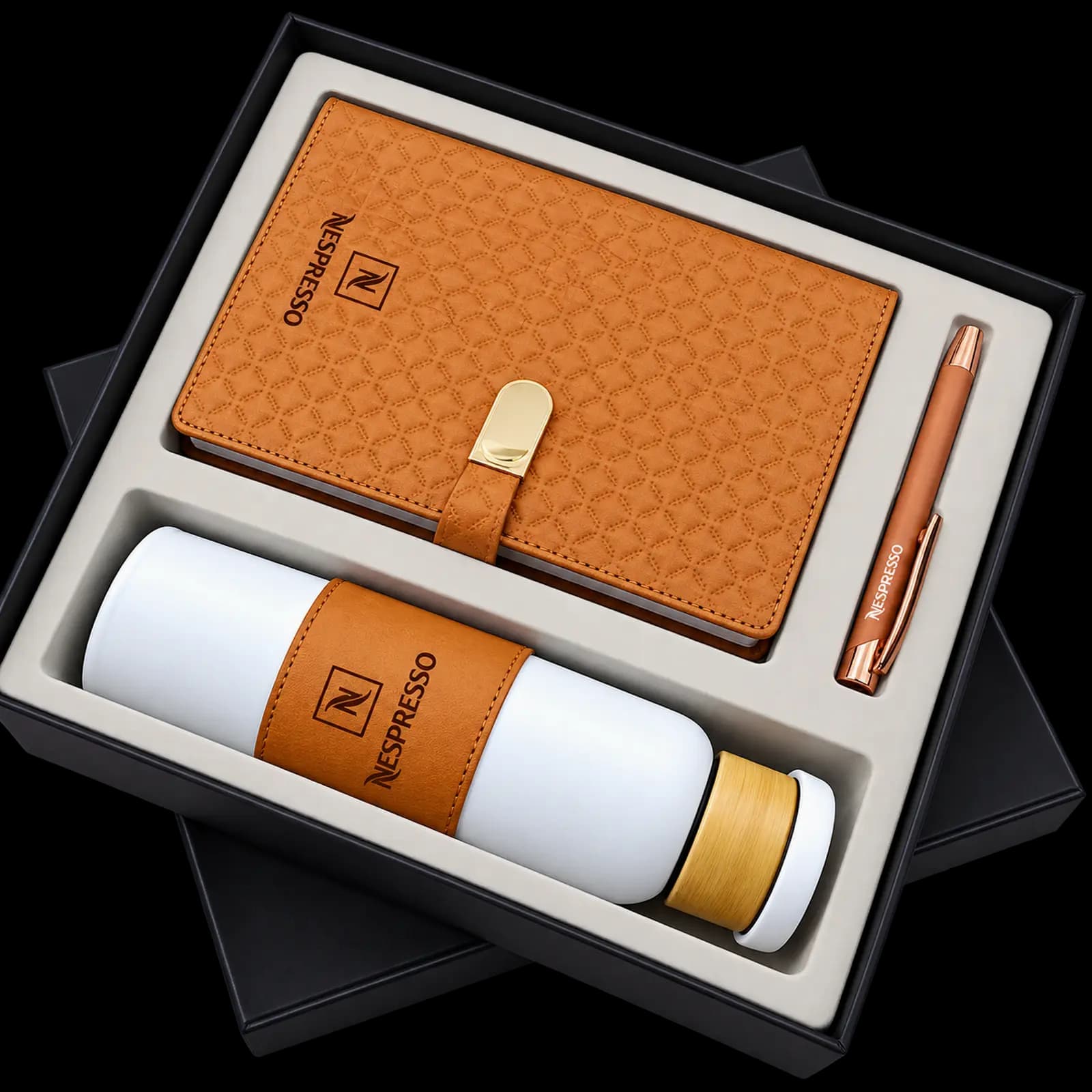 Tan Executive Diary & Flask Gift Set image 1