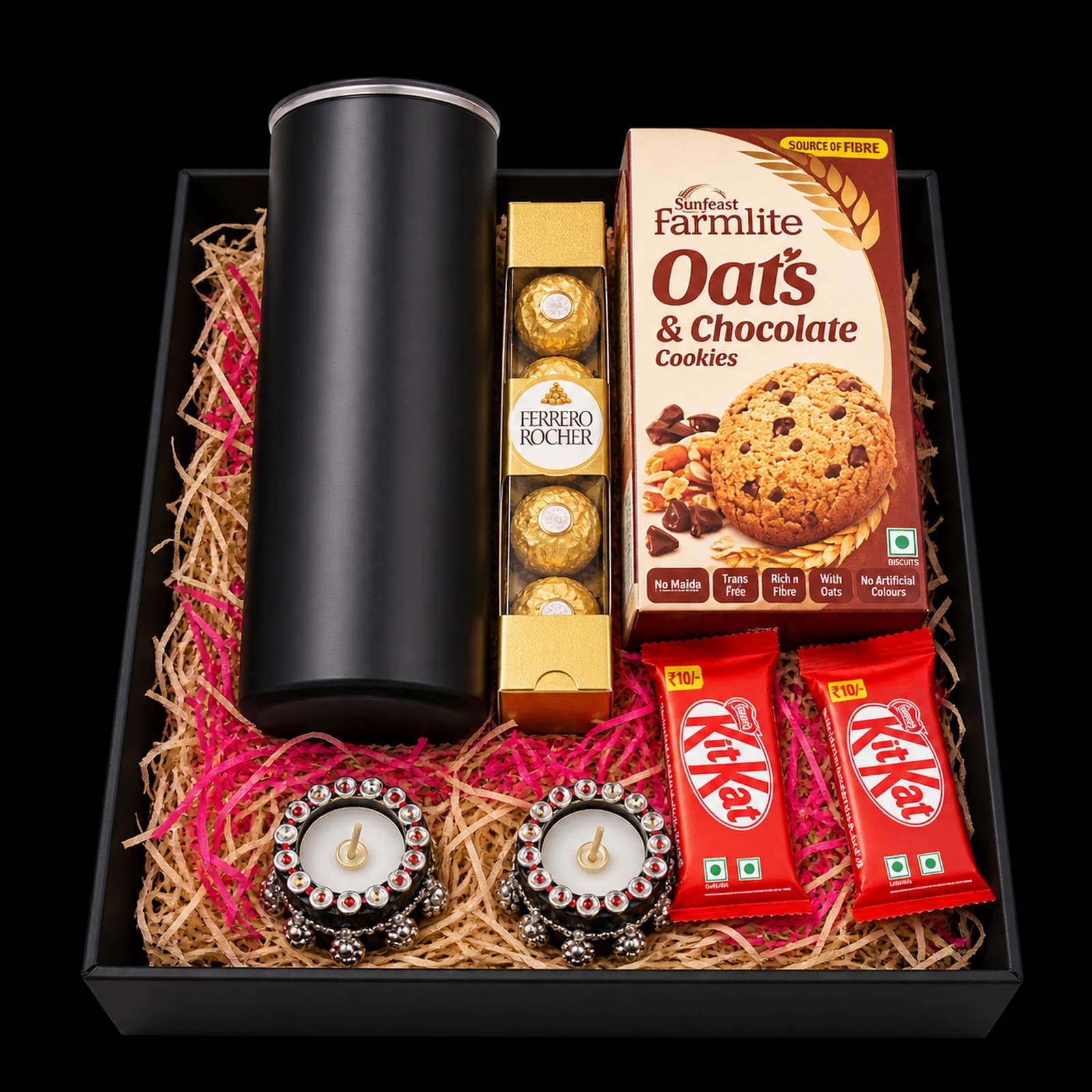Black Festive Flask & Cookie Hamper
