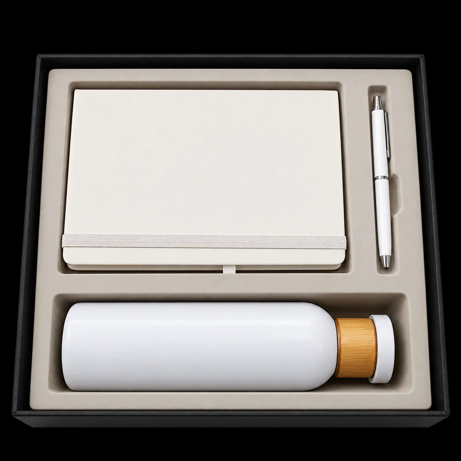 White Notebook & Flask Gift Set image 1