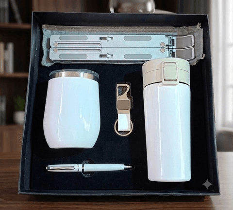 Corporate Diwali gift kit with bottle, tumbler and desk accessories