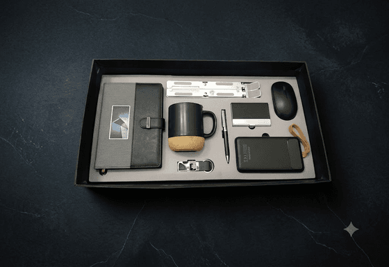 Corporate Diwali gift kit with notebook, mug and accessories
